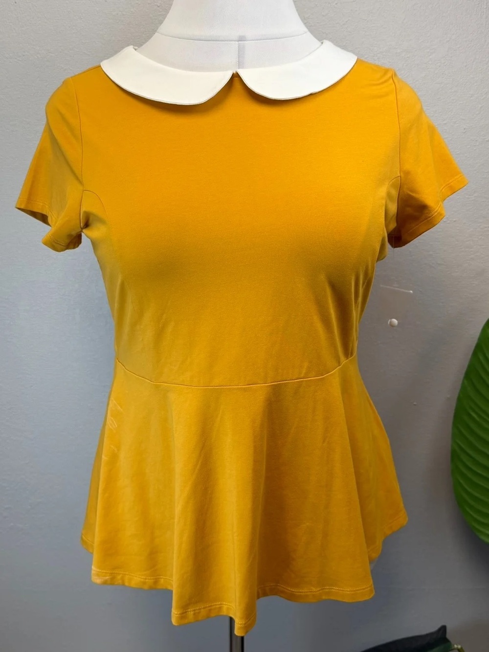 ModCloth Mustard Yellow Peplum Top - New - Size XL